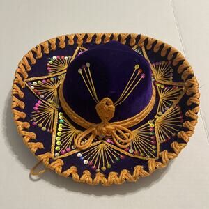 Vintage Pigalle Mexican Mariachi Sombrero XXXXX Made In Mexico Purple Gold